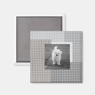 Íman Padrões Pet PHOTO Classic Gingham chic neutro