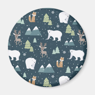 Íman Padrões Rústicos De Animais De Inverno De Natal