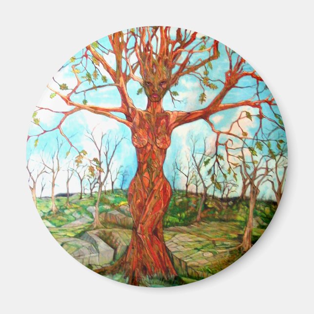 Íman Pagan Dryad Tree Goddese Wiccan Nature Art (Frente)