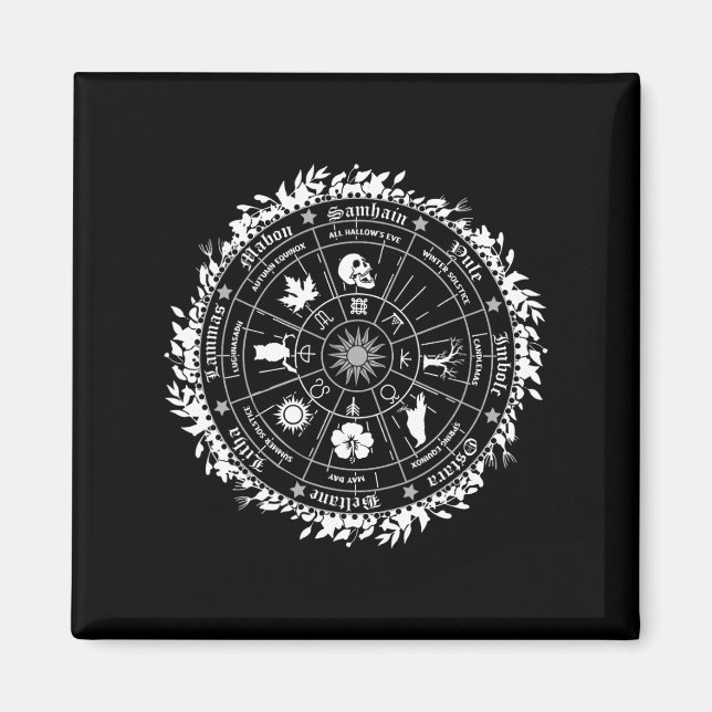 Íman Pagan Wheel Do Ano Witch Wicca Happy Ostara (Frente)
