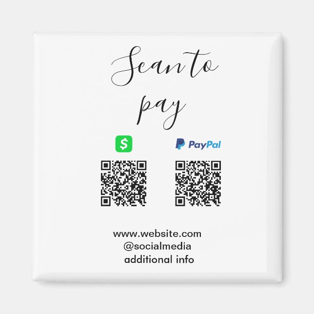 Íman Pagar Paypal Cashapp scanear QR adicionar nome da  (Frente)
