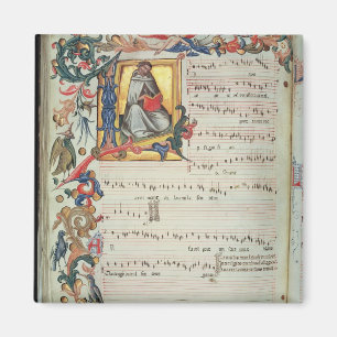 Íman Página da notação musical com historiated