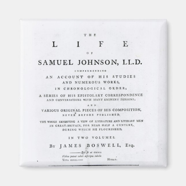 Íman Página de título, de 'A vida de Samuel Johnson' (Frente)