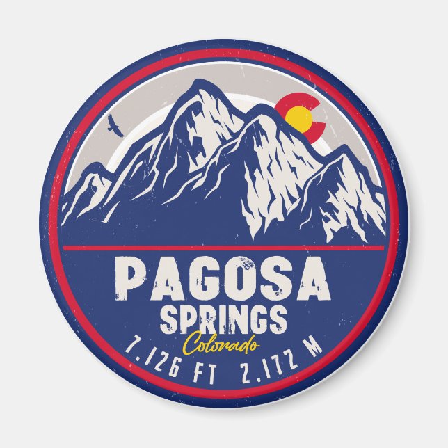 Íman Pagosa Primavera Colorado Retro Sunset Mountain (Frente)