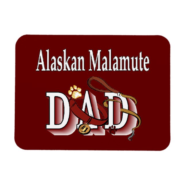 Íman Pai de Cachorro Malamute no Alasca (Horizontal)