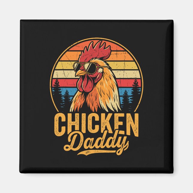 Íman Pai de Frango Galo Engraçado Retro Avicultura Faze (Frente)