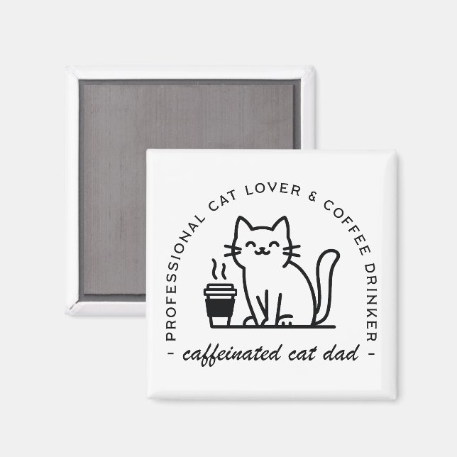 Íman Pai de gato e amantes de café hipster (Front/Back)