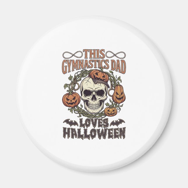 Íman Pai de Ginástica Ama Halloween Caveira Abóboras Mo (Frente)