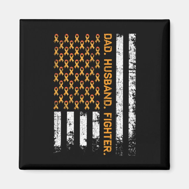 Íman Pai Husband Fighter Ribbon USA Flag Leukemia Aware (Frente)