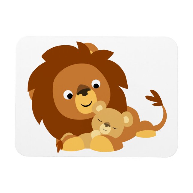 Íman Pai Lion De Cartoon Bonito E Magneta Flexível Cub (Horizontal)