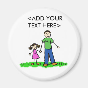 Íman Pai Little Girl Custom Magnet (Brunette)