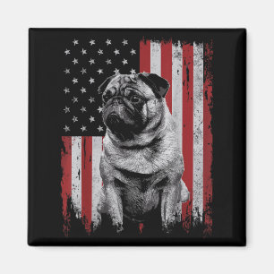 Íman Pai Mãe Pug Cão América 4 de Julho Patriótico EUA