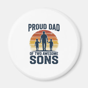 Íman Pai Orgulhoso de Dois Filhos Incríveis Camisa Vint