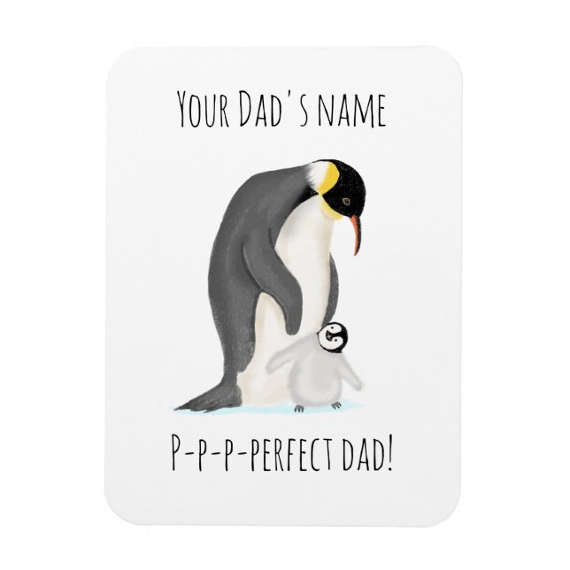 Íman 'pai perfeito' de pinguim e pintinho (Vertical)