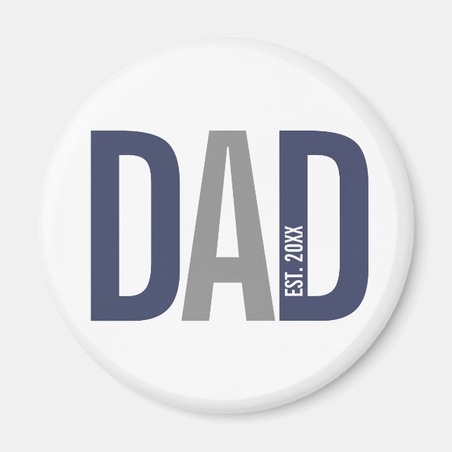 Íman Pai Personalizado Azul Marinho Moderno Estabelecid (Frente)