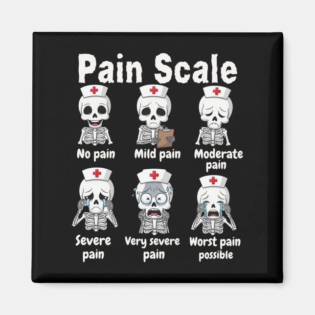 Íman Pain Scale Cute Nurse Skeleton Halloween Trauma Fu (Frente)
