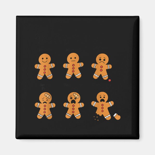 Íman Pain Scale Funny Gingerbread Man Christmas Nurse H (Frente)