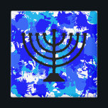 Íman Paint Splatter Blue Menorah<br><div class="desc">Imagem azul da menorah de pintura.</div>