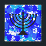 Íman Paint Splatter Blue Menorah<br><div class="desc">Imagem azul da menorah de pintura.</div>