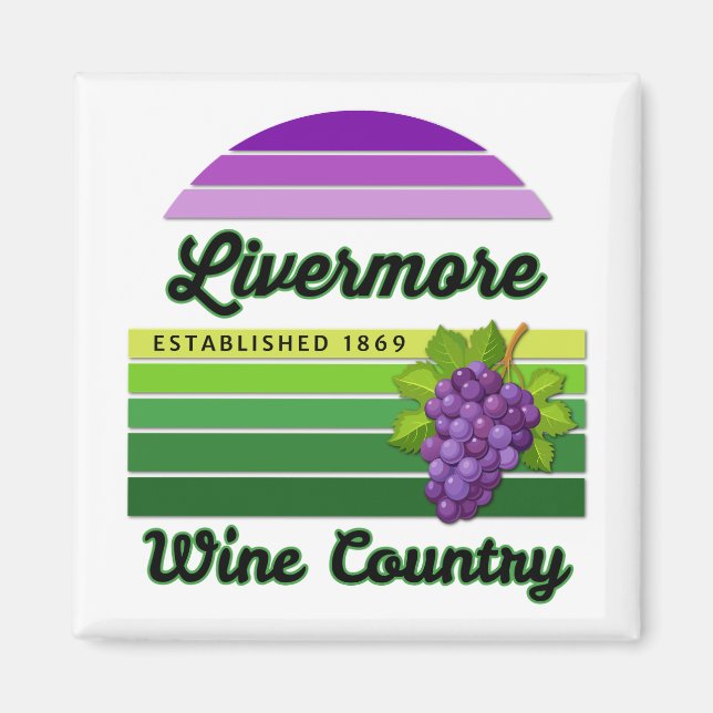 Íman País do Vinho de Livermore Rixas Roxo Verde Uvas (Frente)