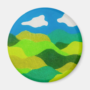 Íman Paisagem Abstrata de Lápis de Cor Céu Azul
