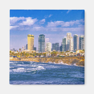 Íman Paisagem aérea costeira Tel Aviv Cityscape, Israe