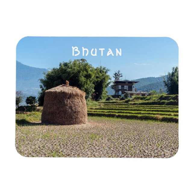 Íman Paisagem agrícola pitoresca do Butão rural (Horizontal)