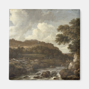Íman Paisagem arborizada montanhosa com uma torrente