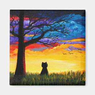 Íman Paisagem colorida Creationarts do carvalho do gato