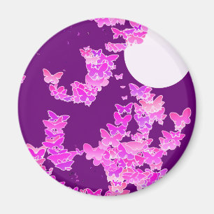 Íman Paisagem com borboletas - orquídea, ametista