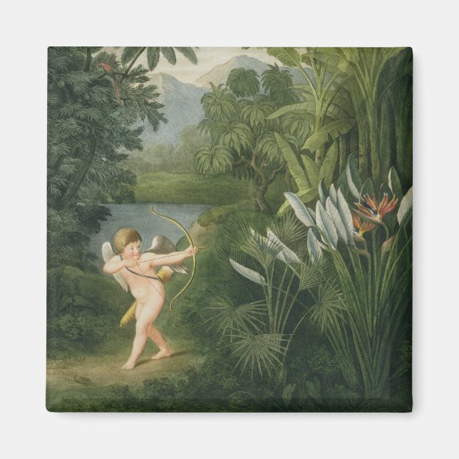 Íman Paisagem com Cupido apontando uma seta para um pap (Frente)