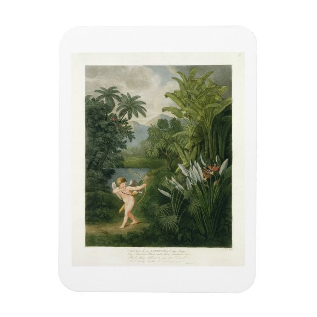Íman Paisagem com Cupido apontando uma seta para um pap (Vertical)