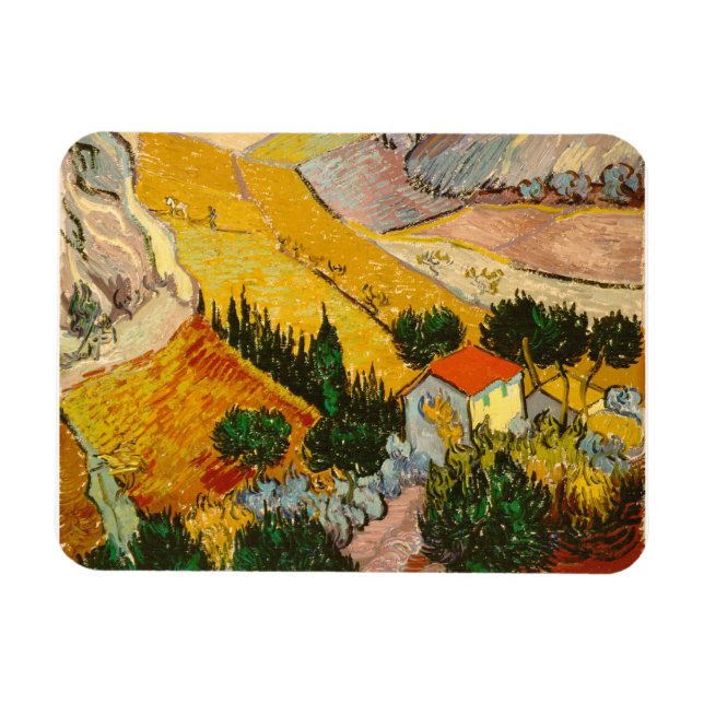 Íman Paisagem com House e Ploughma Vincent van Gogh (Horizontal)