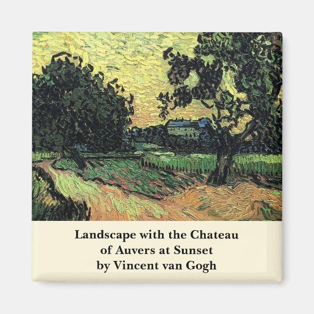 Íman Paisagem com o Castelo de Auvers de Vincent van Go (Frente)