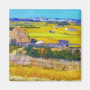 Íman Paisagem da colheita com carro azul Vincent van