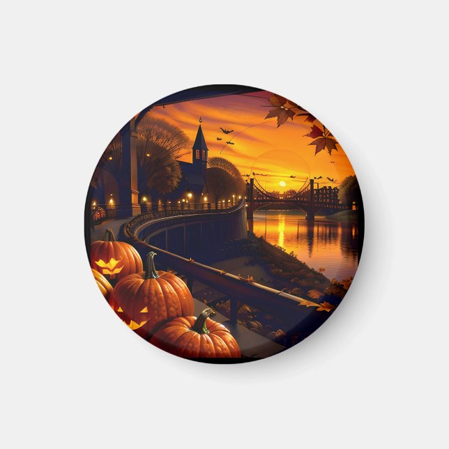 Íman Paisagem de Halloween Dois (Frente)