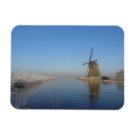 Íman Paisagem de inverno com moinho de vento e gelo