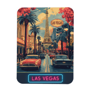 Íman Paisagem de Las Vegas com Torre Eiffel - Retrospec