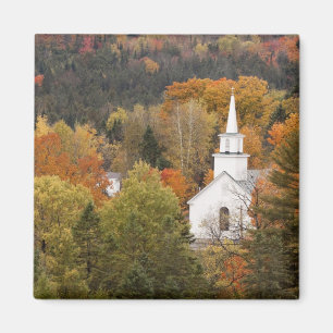 Íman Paisagem de outono com igreja, Vermont, EUA