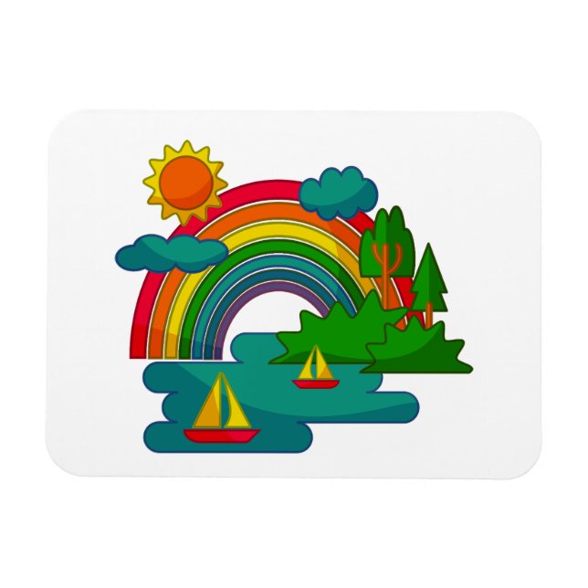 Íman Paisagem de viagem de barco sob nuvens solares e a (Horizontal)