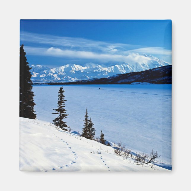 Íman Paisagem do Alasca, rotulada (Frente)