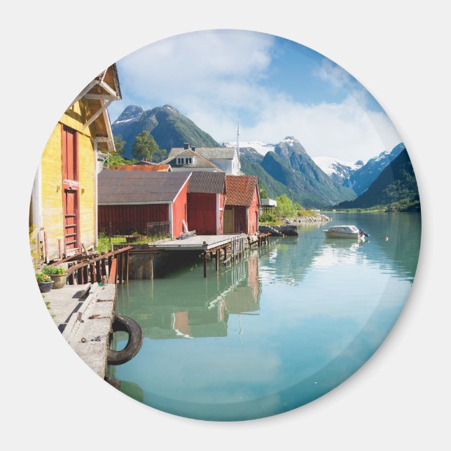 Íman Paisagem do fiorde Fjaerlandsfjord na Noruega (Frente)