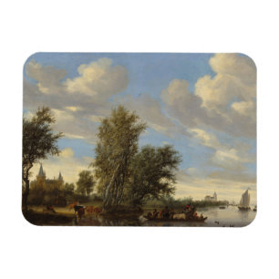 Íman Paisagem do rio com balsa, 1649 (óleo em canvas)