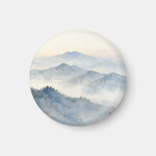 Íman Paisagem em Aquarela da Montanha Nebulosa
