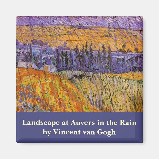 Íman Paisagem em Auvers sob a Chuva de Vincent van Gogh (Frente)