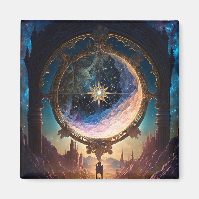 Íman Paisagem Espacial de Fantasia Cósmica (Frente)