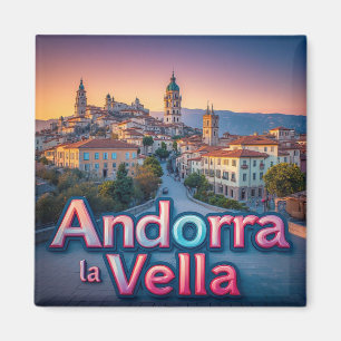 Íman Paisagem histórica de Andorra la Vella ao pôr do s