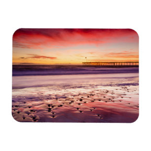 Íman Paisagem marinha e pier ao pôr do sol, CA