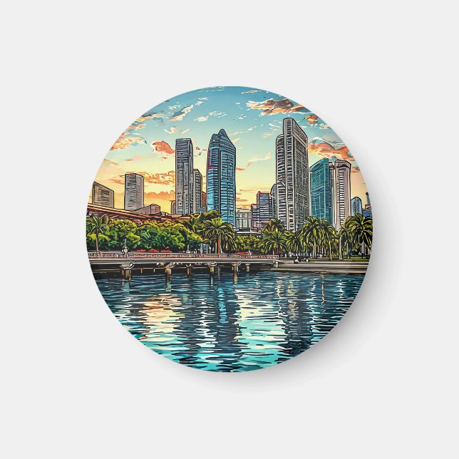 Íman Paisagem Moderna de Singapura (Frente)