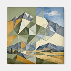 Íman Paisagem Montanhosa Abstrata Geométrica